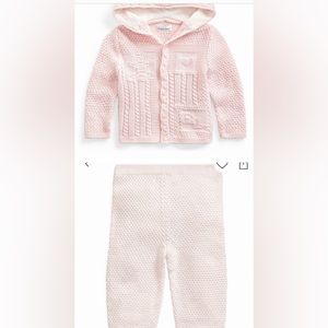 Ralph Lauren set baby bear ear cardigan with pants